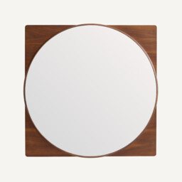 Notteri Walnut Frame Round Mirror, Height 90cm