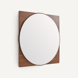 Notteri Walnut Frame Round Mirror, Height 90cm - thumbnail 3