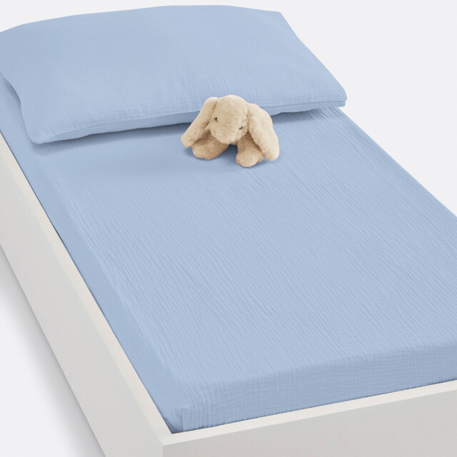 Fitted Sheet For Cot in Plain Cotton Muslin, Kumla