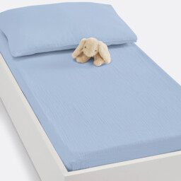 Fitted Sheet For Cot in Plain Cotton Muslin, Kumla