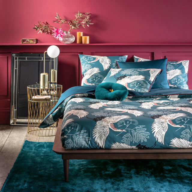 Grues Blue Percale Duvet Cover