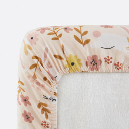Baby's Floral Rabbit Fitted Sheet in Organic Cotton - thumbnail 4