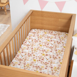 Baby's Floral Rabbit Fitted Sheet in Organic Cotton - thumbnail 1