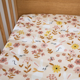 Baby's Floral Rabbit Fitted Sheet in Organic Cotton - thumbnail 3