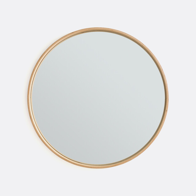 Alaria 80cm Diameter Oak Veneer Round Mirror - image 1