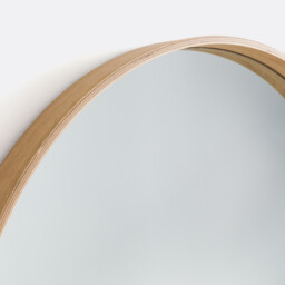 Alaria 80cm Diameter Oak Veneer Round Mirror - thumbnail 3