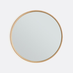 Alaria 80cm Diameter Oak Veneer Round Mirror - thumbnail 1
