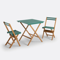 Dudena Acacia 2-Seater Folding Garden Set, Square Table and 2 Chairs - thumbnail 1