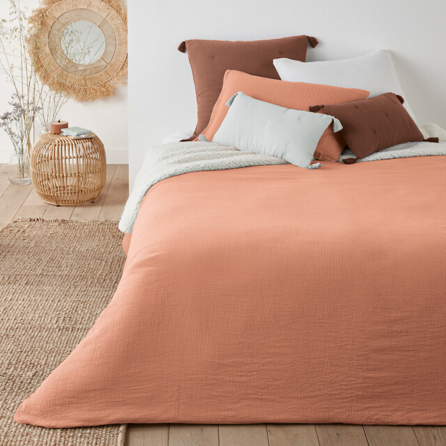 Kumla Plain Cotton Muslin & Fleece Bedspread - image 1