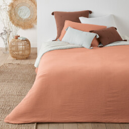 Kumla Plain Cotton Muslin & Fleece Bedspread - thumbnail 1