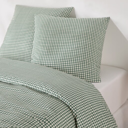 Lesia Checked 30% Recycled Cotton Duvet Cover Set with Square Pillowcase - thumbnail 2