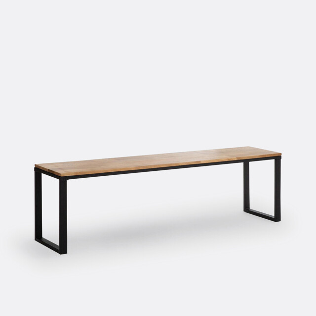 Hiba Solid Oak & Metal Bench - image 1