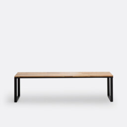 Hiba Solid Oak & Metal Bench - thumbnail 2