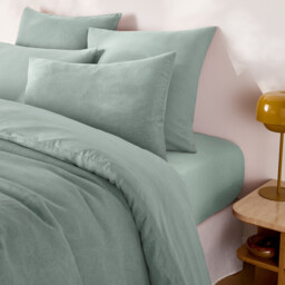 Annaba Plain Washed Cotton Fitted Sheet with 30cm Flap - thumbnail 2