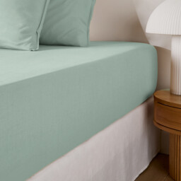 Annaba Plain Washed Cotton Fitted Sheet with 30cm Flap