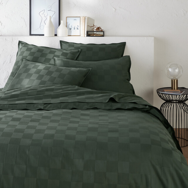 Victor Checkerboard Washed Cotton Satin Duvet Cover - image 1