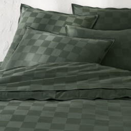 Victor Checkerboard Washed Cotton Satin Duvet Cover - thumbnail 2