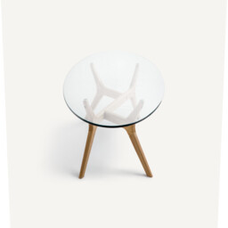 Maricielo Oval Coffee Table in Oak and Glass - thumbnail 4