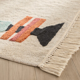 Ivica Graphic Fringed Organic Cotton Child's Rug - thumbnail 3