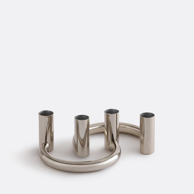 Set of 2 Ornéo Chrome-Plated Iron Candle Holders, Height 6.5cm - image 1