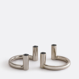 Set of 2 Ornéo Chrome-Plated Iron Candle Holders, Height 6.5cm - thumbnail 3