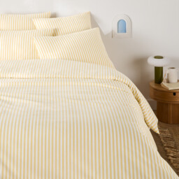 Soizic Yellow Striped Cotton Yarn-Dyed Duvet Cover - thumbnail 3