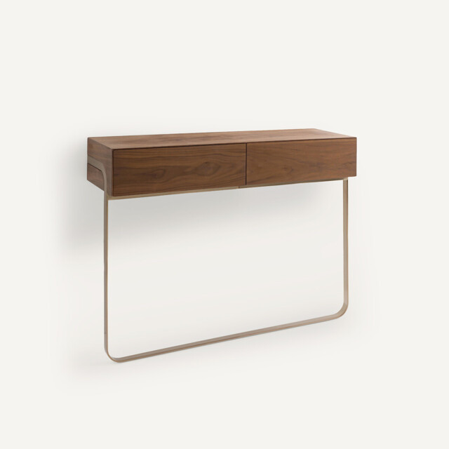 Merten Wall-Mounted Console Table in Walnut Veneer - image 1