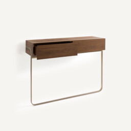 Merten Wall-Mounted Console Table in Walnut Veneer - thumbnail 4