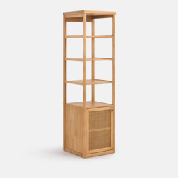 Gabin Solid Pine and Cane Wardrobe Unit with 1 Door and 3 Shelves
