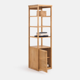 Gabin Solid Pine and Cane Wardrobe Unit with 1 Door and 3 Shelves - thumbnail 3