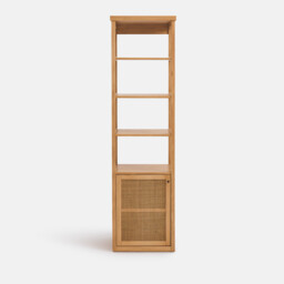 Gabin Solid Pine and Cane Wardrobe Unit with 1 Door and 3 Shelves - thumbnail 2