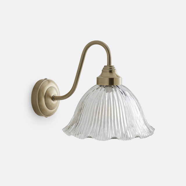 Iloa Striated Glass and Brass-Plated Iron Wall Lamp - image 1