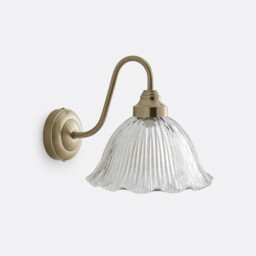 Iloa Striated Glass and Brass-Plated Iron Wall Lamp