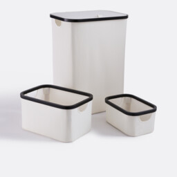 Yoani Black and White Storage Basket, Size M - thumbnail 4