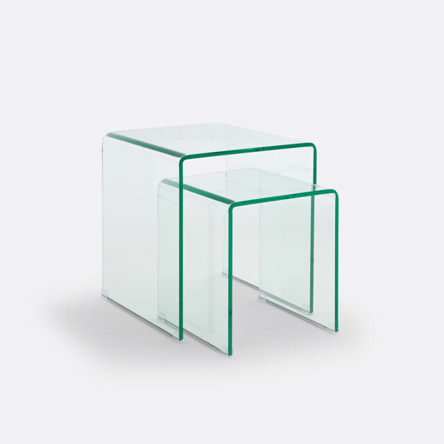 Set of 2 Joan Tempered Glass Nesting Side Tables - image 1