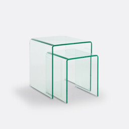 Set of 2 Joan Tempered Glass Nesting Side Tables - thumbnail 1