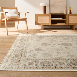 Diona Floral Print Used-Effect Vintage Rug - thumbnail 1