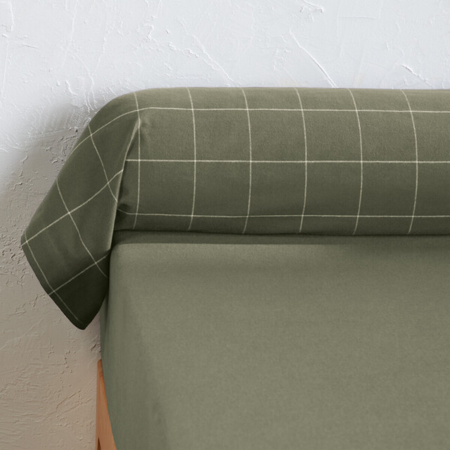 Charlie Khaki Brushed Cotton Bolster Pillowcase