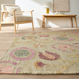 Izild Floral Print 80% Jute Hand Woven Rug