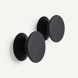 Set of 2 Arame 10cm Diameter Solid Oak Hooks