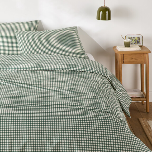 Lesia Checked 30% Recycled Cotton Duvet Cover Set with Rectangular Pillowcase - image 1