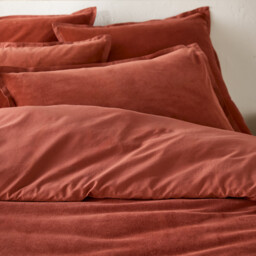 Noria Double-Sided Duvet Cover in Washed Cotton/Velvet - thumbnail 2