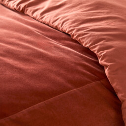 Noria Double-Sided Duvet Cover in Washed Cotton/Velvet - thumbnail 3