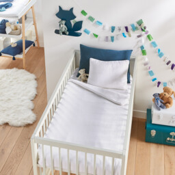 Fitted Sheet For Cot in Plain Cotton Muslin, Kumla - thumbnail 2