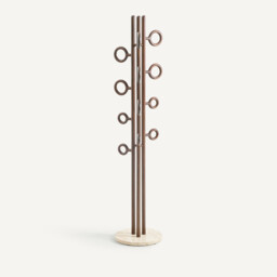 Coat Stand in Solid Elm and Travertine, Nayati - thumbnail 4