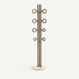 Coat Stand in Solid Elm and Travertine, Nayati