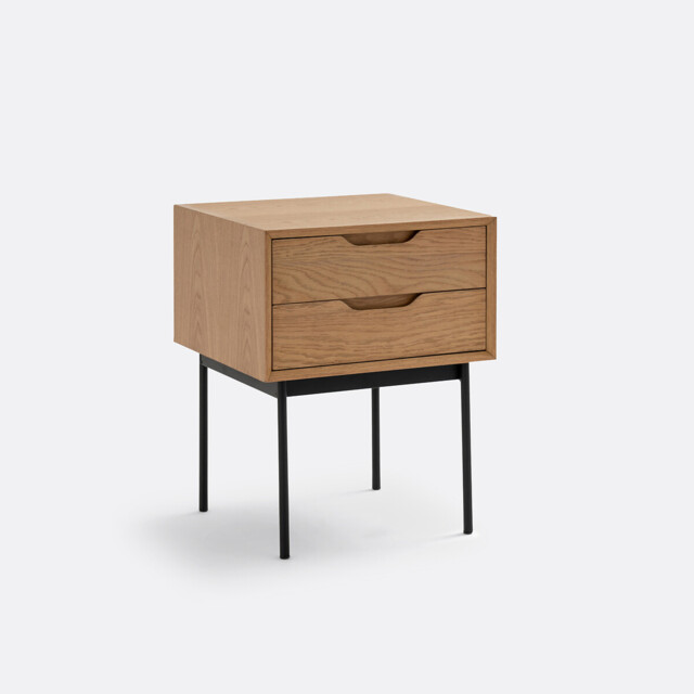 Noyeto 2-Drawer Wood & Metal Bedside Table - image 1