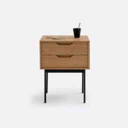 Noyeto 2-Drawer Wood & Metal Bedside Table - thumbnail 4