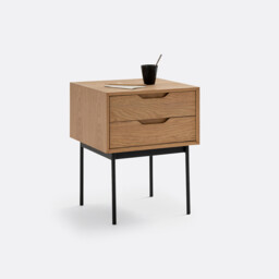 Noyeto 2-Drawer Wood & Metal Bedside Table - thumbnail 3
