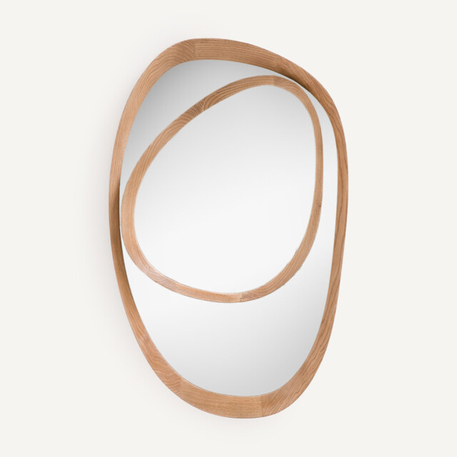 Belize Asymmetric Mirror with Oak Frame H100cm - image 1